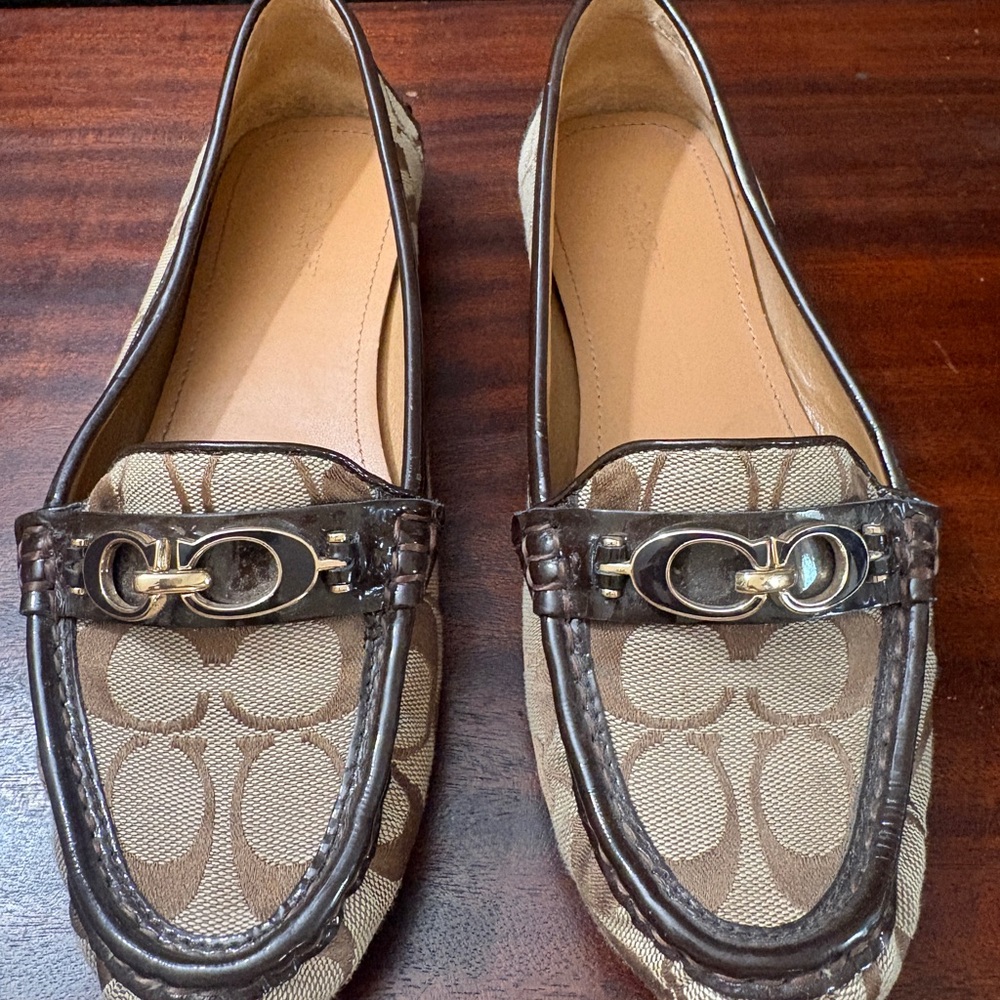 Coach Tan and Brown Signature Loafers